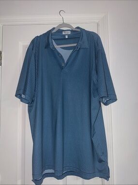 Peter Millar Teal Blue Micro-Pattern Polo